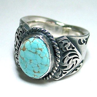 one-off turquoise ring [No.8 mine] | 手作りシルバーアクセサリー 